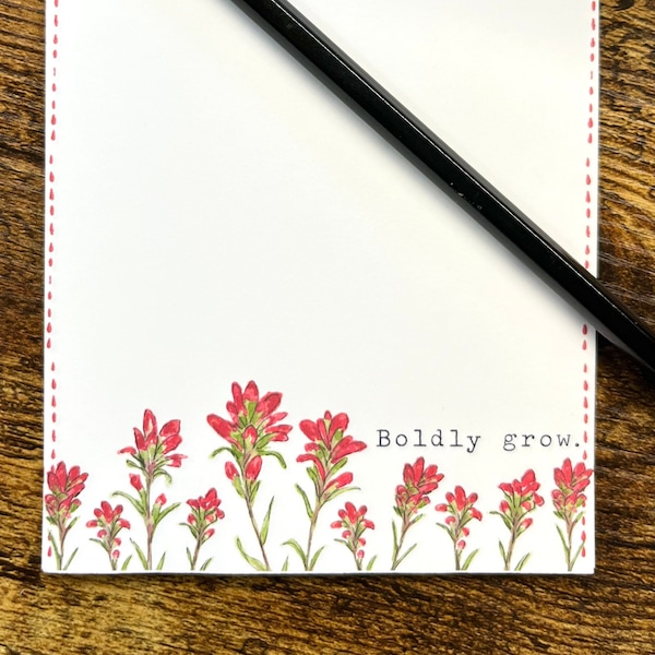 Native Wildflower Indian Paintbrush Flower Notepad Memopad feat. Watercolor Art, 40 Sheets, 4”x5”, Novelty Office Gift, Oklahoma Wildflower