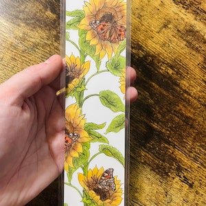 YOU CHOOSE-- Oklahoma Native Wildflower Watercolor Bookmarks, Laminated Prints of Original Wildflower Watercolor/Pollinator Paintings, 2"x8" Painted Lady