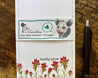 Bloc de notas con diseño de flores silvestres nativas, pincel indio y flores, con ilustraciones en acuarela, 50 hojas, 10 x 15 cm, regalo original para la oficina, flores silvestres de Oklahoma.