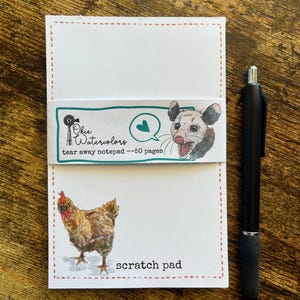 Watercolor Chicken Notepad, Funny Office Scratch Pad, 50 Sheets