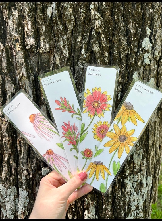 YOU CHOOSE-- Oklahoma Native Wildflower Watercolor Bookmarks, Laminated Prints of Original Wildflower Watercolor/Pollinator Paintings, 2"x8"
