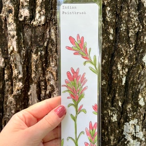 YOU CHOOSE-- Oklahoma Native Wildflower Watercolor Bookmarks, Laminated Prints of Original Wildflower Watercolor/Pollinator Paintings, 2"x8" Indian Paintbrush