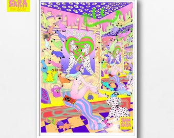 Dalmatians poster nonbinary portrait ego trippin 90s childhood psychedelic Sam Sara Acid Notes