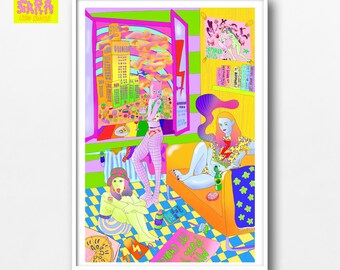 Warsaw Girl Riot Art Print: Psychedelic Feminist Poster