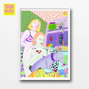 Lesbische Liebe Kunstdruck: Psychedelisches Queer Poster aus Polen