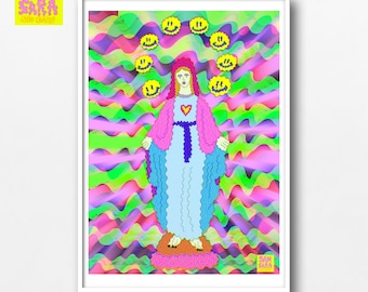 Saint Mary trippy church  poster psychedelic Sam Sara Acid Notes