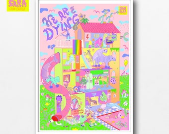 We are dying pro animal poster vegan art  anarchy psychedelic Sam Sara Acid Notes
