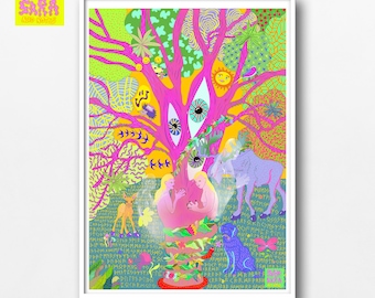 Nature lovers forest meditation animals shrooms psychedelic Sam Sara Acid Notes