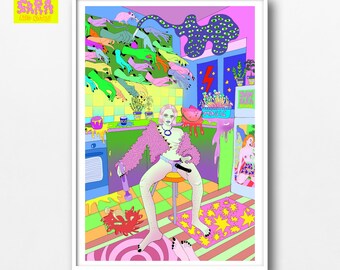 Lesbian Pride Poster: Psychedelic Feminist Art Print