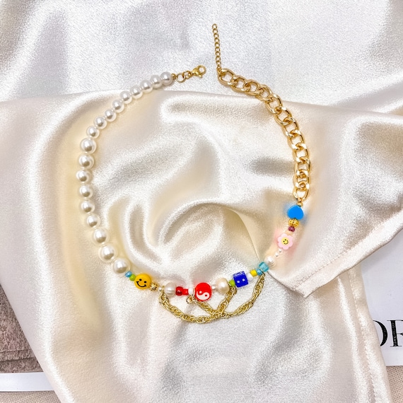 Happy Go Lucky Beaded Necklace Dupe Y2K Necklace Gen Z Necklace