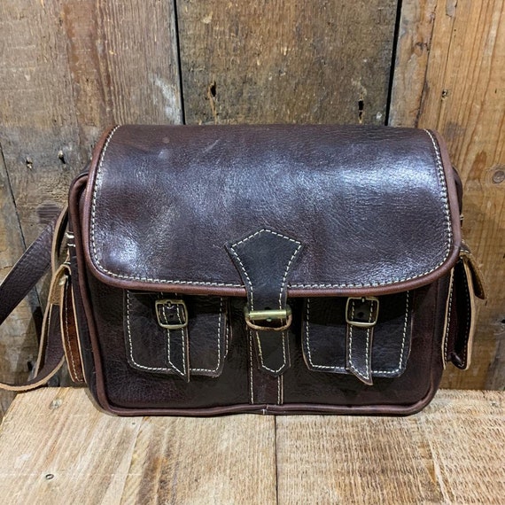 Camera Bag. 100 Real Leather. Handmade. Old School. Shoulder Bag. Etsy