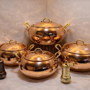 Hammered Copper Pot, Traditional Turkish Copper Casserole Pots Nonstick