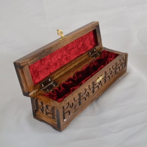 Wooden pencil box, Hand carved pen case, Jewelry gift box