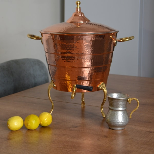 Copper water dispenser with brass legs, Copper water tank 5L storage capacity