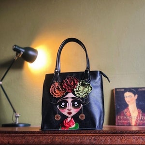 Frida Kahlo Echtleder bestickte Tasche, Frida Kahlo Hand genähte Damen Geldbörse