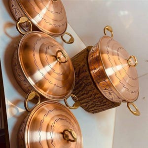 Turkish Copper Rice Pot, Extra Thick Copper Pot With Brass Handles - Etsy