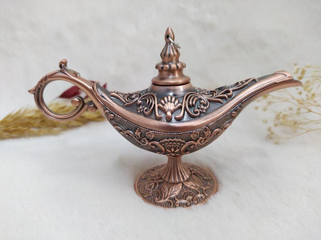 Aladdin Genie Magic Lamp, Aladdin Oil Lamp, Copper Tumbled