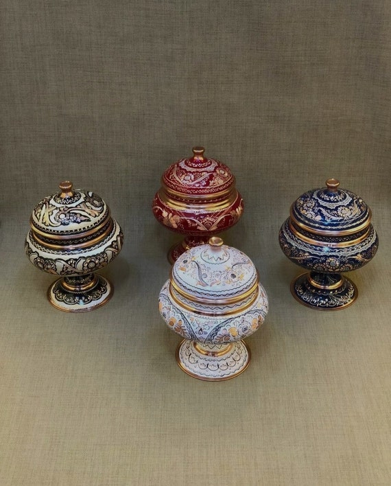 Copper Decorative Candy Bowls With Lid Engraved Copper Sugar Etsy