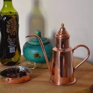 Copper Oil Bottle, Copper Olive Oil Cruet & Dispenser, Container for Olive Oil, Copper Kitchen Decor