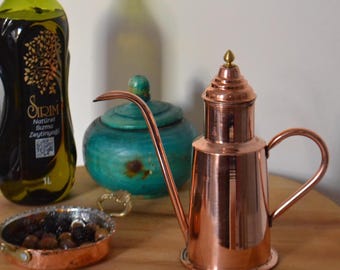 Copper Oil Bottle, Copper Olive Oil Cruet & Dispenser, Container for Olive Oil, Copper Kitchen Decor