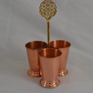 Porte-ustensiles de cuisine en cuivre, Porte-cuillère en cuivre pur martelé pour plaque de cuisson, Range-couverts en cuivre