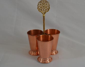 Copper Kitchen Utensil Holder, Hammered Pure Copper Spoon Holder for Stove Top, Copper Cutlery Organizer