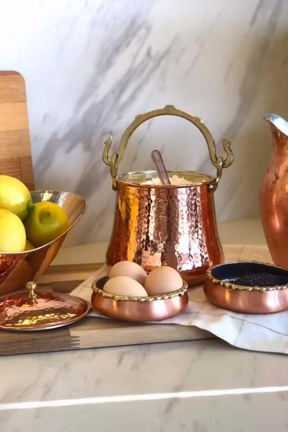 トルコアンティーク銅バケツ 小物入れサイズ トルコ製銅製ヨーグルト
