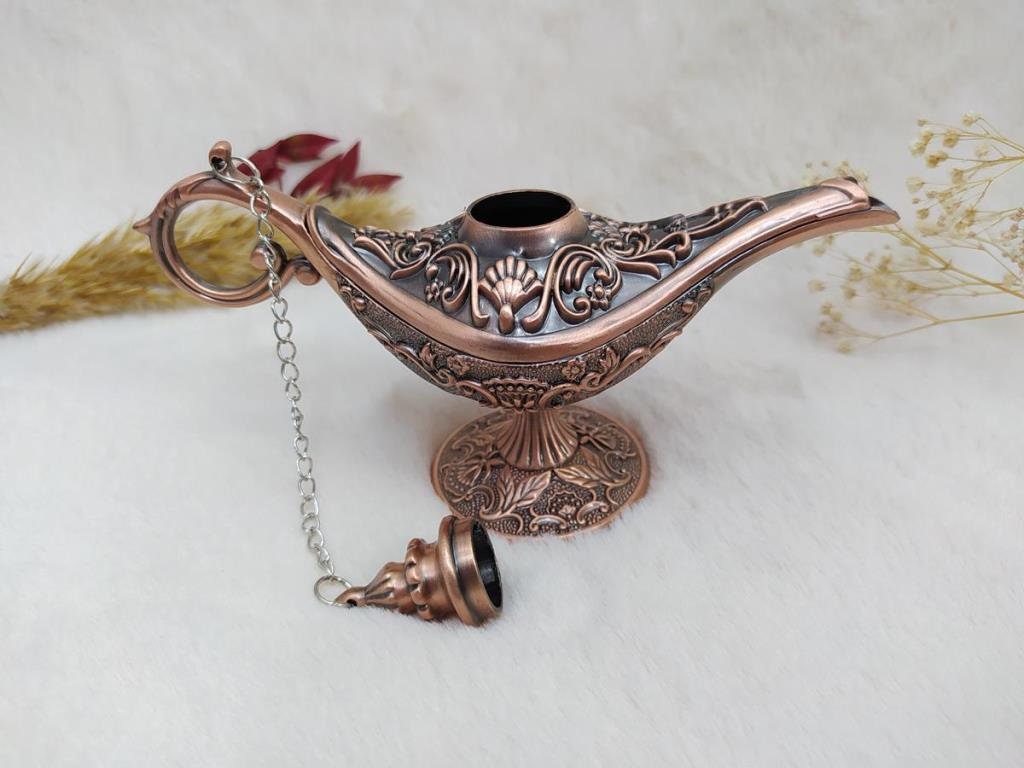 Aladdin Genie Magic Lamp, Aladdin Oil Lamp, Copper Tumbled