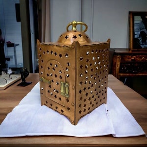 Rustic Copper Lantern, Candle Holder, Decorative Lamp