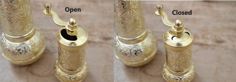Set med 2 kaffekvarnar, traditionell turkisk salt- och pepparkvarn, manuell kvarn bild 4