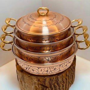 Turkish Copper Rice Pot, Extra Thick Copper Pot With Brass Handles - Etsy