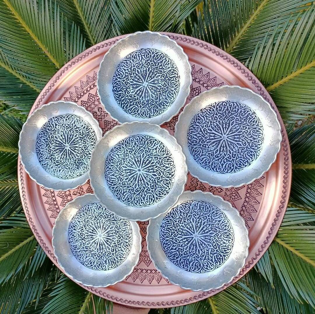 Copper Plate Set, Snack Bowls, Copper Serving Plates, 3 Piece