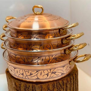 Turkish Copper Rice Pot, Extra Thick Copper Pot With Brass Handles - Etsy