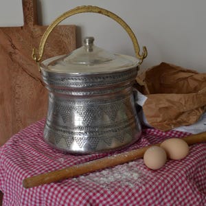 Turkish Traditional Copper Yogurt Pot, Antique Hand Engraved Copper Bucket Yogurt Maker with Lid