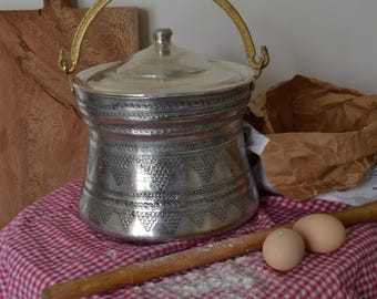 Turkish Traditional Copper Yogurt Pot, Antique Hand Engraved Copper Bucket Yogurt Maker with Lid
