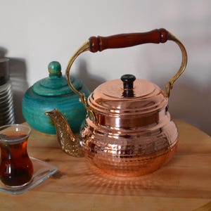 Italian Model Copper Teapot With Lid, Copper Tea Kettle, Stovetop Teapot 1600ml