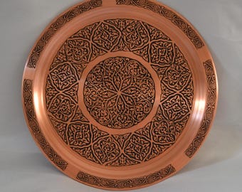 16世紀　オスマントルコ　ブロンズ　銅製　大型トレイ　アンティーク 16世紀オスマントルコブロンズ銅製大型トレイアンティーク