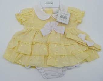 Baby Girls Lemon Tiered Dress Pants & Headband Outfit