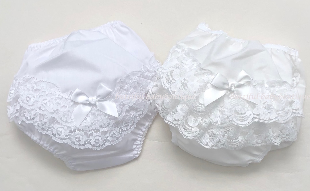 Baby Girls Lace & Bow Frilly Pants/knickers Nappy Cover Etsy UK