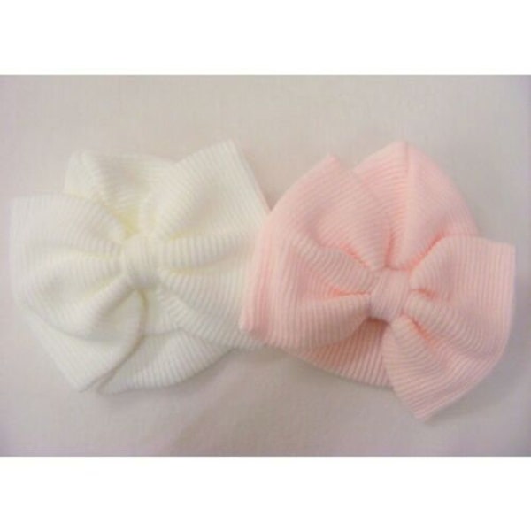Baby Girls Ribbed Knitted Turban Bow Hat 0-3M