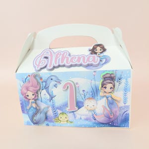 Mermaid favor box, Mermaid party decor, Mermaid gable box, Mermaid personalized favor box, Mermaid themed party decorations