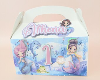 Personalized Mermaid Favor Box: Under The Sea Party Decor (Set of 6 EMPTY)