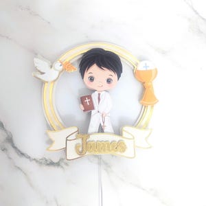 First Communion Cake topper, Personalized boy First communion cake topper, Personalized Confirmation cake topper, Party decorations