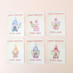 Gnome Valentine Day cards; Valentine classroom cards; Personalized cards for classmates; valentine exchange cards; Valentine cards for kids