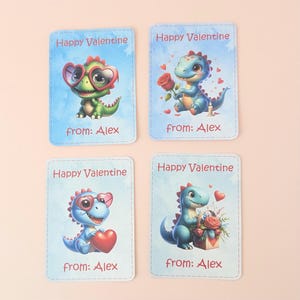 Dinosaur Valentine Day cards; Valentine classroom cards; Personalized cards for classmates; valentine exchange cards; Cards for kids