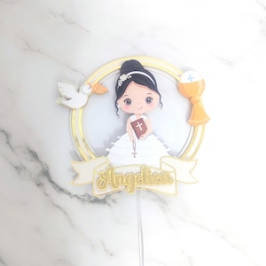 First Communion Cake topper, Personalized girl First communion cake topper, Personalized Confirmation cake topper, Party decorations