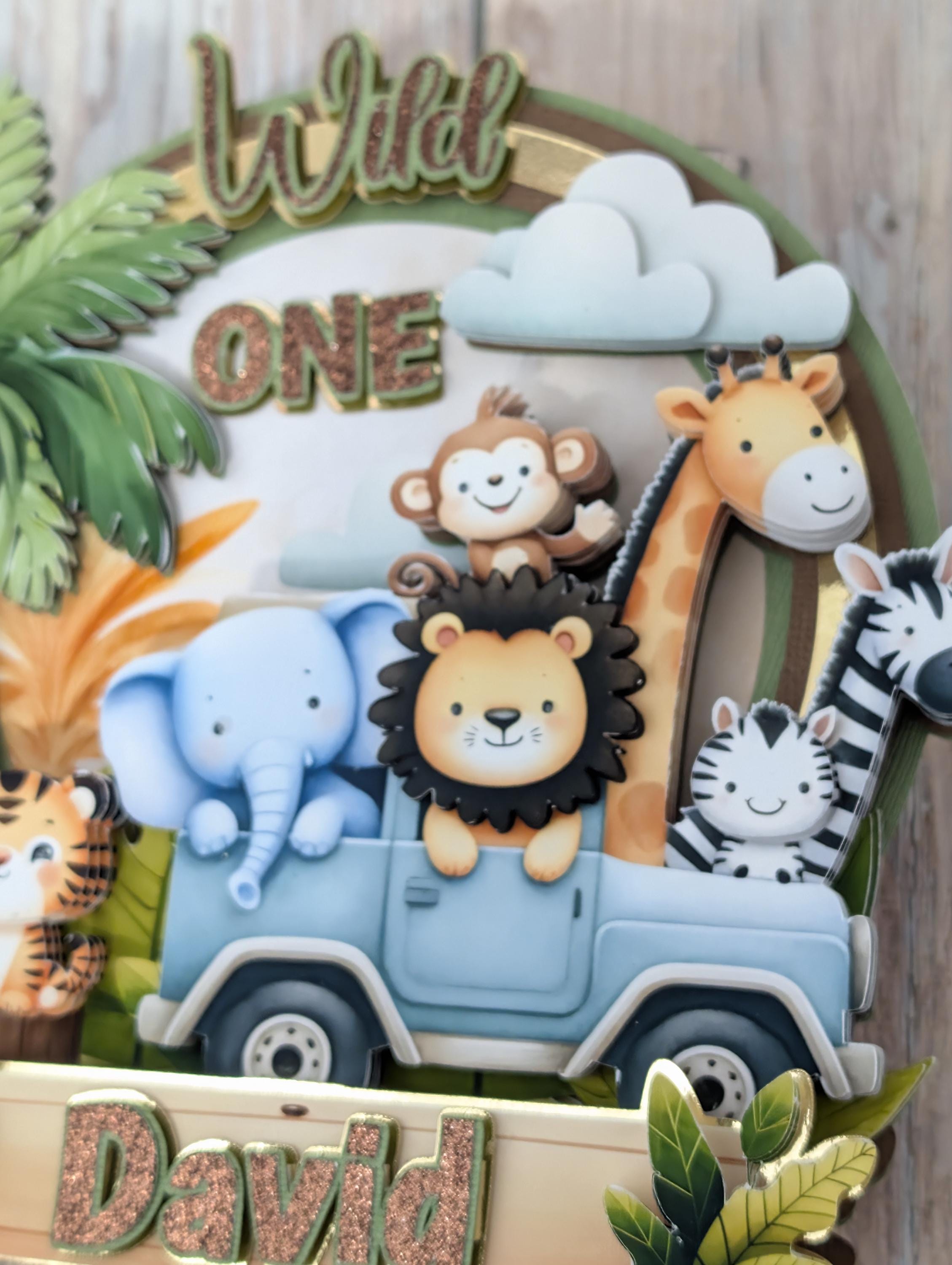 Personalized Wild One Safari Cake Topper: Jungle Animals Birthday - Etsy