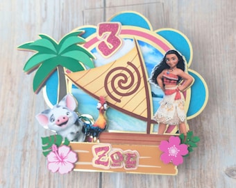 カスタムモアナケーキトッパー：パーソナライズされたパーティーセンターピース