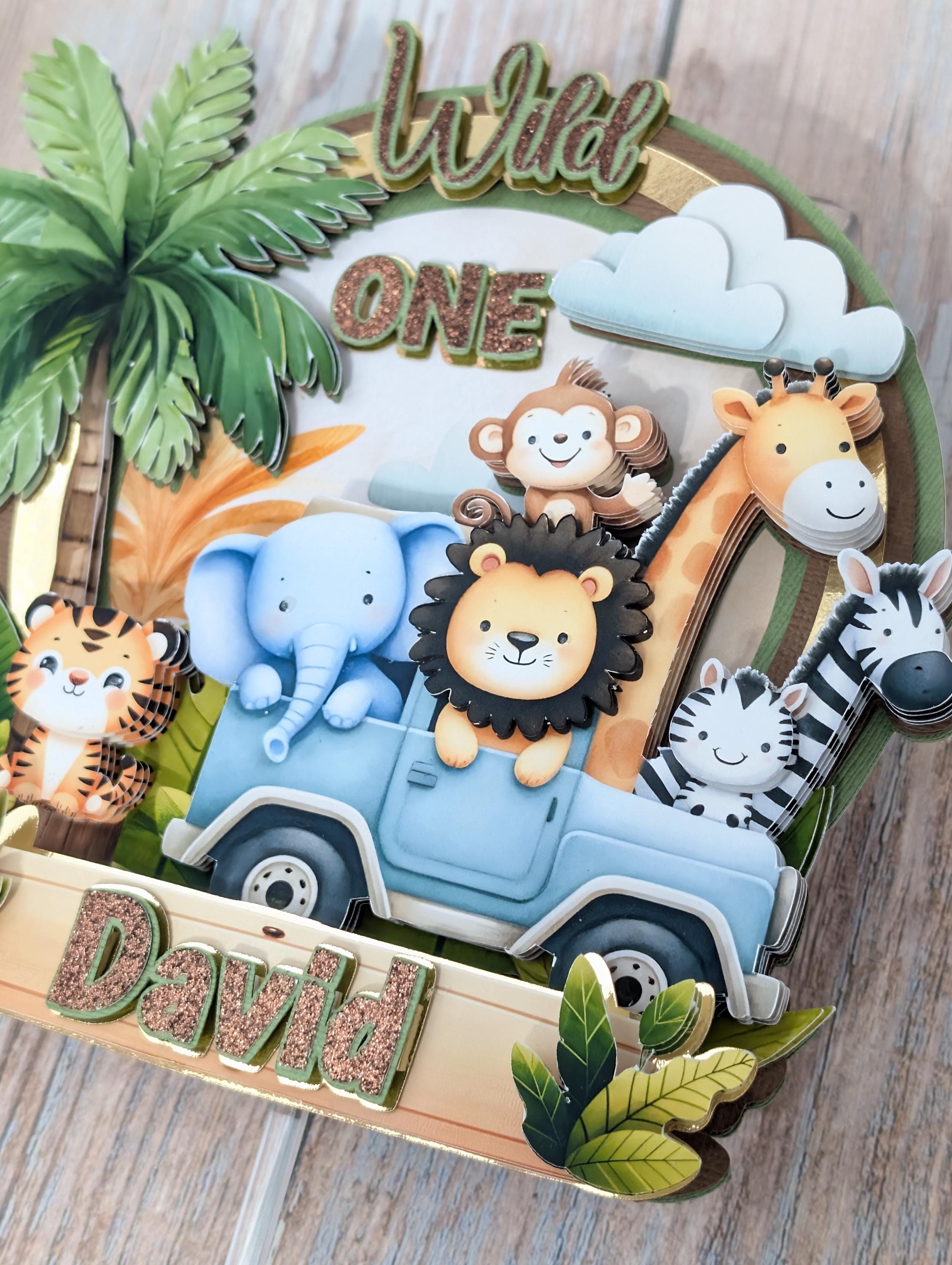Personalized Wild One Safari Cake Topper: Jungle Animals Birthday - Etsy