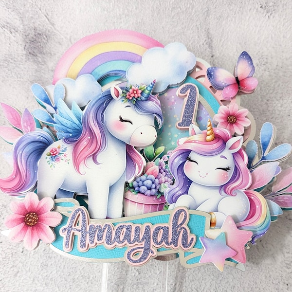 Unicorn cake topper, Unicorn party decor, Unicorn themed party, Unicorn Centerpiece, Unicorn custom cake topper